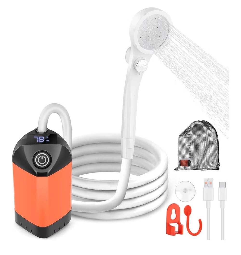B013 Portable Camping Shower with 7800mAh Rechargeable Battery and Digital Tempe
